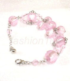 【送料無料】イタリアン　ブレスレット　ブレスレットピンクヒスイガラスペンダントdonna bracciale rosa vetro giada ciondolo 152203cm sposa matrimonio grande uk