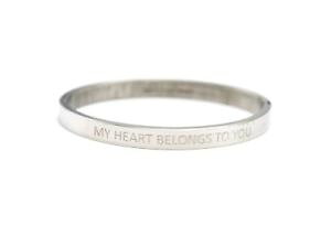 �y���������z�C�^���A���@�u���X���b�g�@�u���X���b�g���b�Z�[�Wbc1929f bracelet jonc acier argent avec message my heart belongs to you