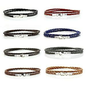 yzC^A@uXbg@U[uXbg_uX^[OVo[bracciale in cuoio intrecciatovera pelle doppia avvoltochiusura argento sterling