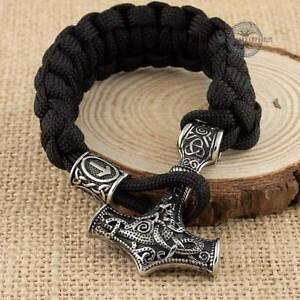 yzC^A@uXbg@XeXX`[y_guXbgn}[loCLOviking il martello di thor acciaio inox ciondolo paracord braccialetto con runa teiwaz