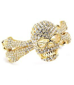 �y���������z�C�^���A���@�u���X���b�g�@�S�[���h�N���X�^���X�J���s���u���X���b�g�t�@�b�V����oro cristallo a perno teschio braccialetto moda donna