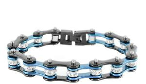 yzC^A@uXbg@oCNJt[VXeXX`[`F[da donna, nero blu moto acciaio inox cristalli catena della bici bracciale