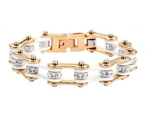 yzC^A@uXbg@XeXoCNJtAJX`[zCgS[h`F[donna acciaio inox oro bianco bling catena della bici bracciale usa venditore