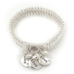 �y���������z�C�^���A���@�u���X���b�g�@�V���o�[�u���X���b�gsilver plated love cuore bracciale con charm flex 19cm lunghezza