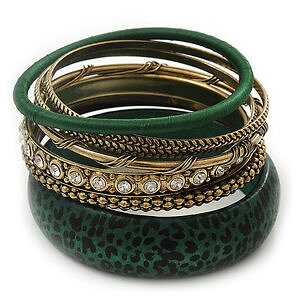 yzC^A@uXbg@AeB[NS[hZbgAj}vg_[NO[uXbgmetallo oro antico amp; stampa animale verde scuro bracciale in legno set di 7 18cm len