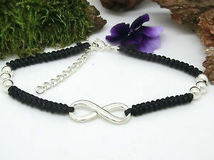 �y���������z�C�^���A���@�u���X���b�g�@�J�t�e�[�v�V���o�[�V���{�����[�xinfinity bracciale nastro cotone argento 925 simbolo liebe eternal amore