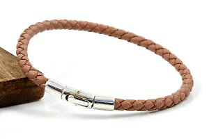 yzC^A@uXbg@ibpU[k[hintrecciato nappa amp; argento sterling braccialebraccialetto in vera pellenudo