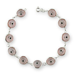 �y���������z�C�^���A���@�u���X���b�g�@�o�b�`�s���Nlotto allingrosso argento sterling 925 malocchio rosa trasparente 10mm