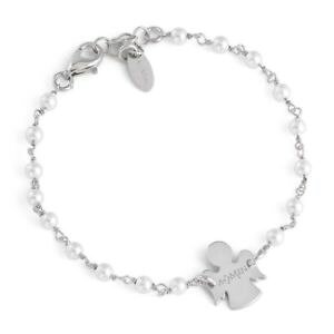 【送料無料】イタリアン ブレスレット シルバーカフジュニアアーメンペンダントログインbracciale donna junior amen brjbb in argento 925 con perle e ciondolo angelo log