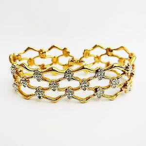 yzC^A@uXbg@XtXL[S[hg[NX^CXg[uXbgswarovski firmato gold tone cristalli strass 3 riga bracciale