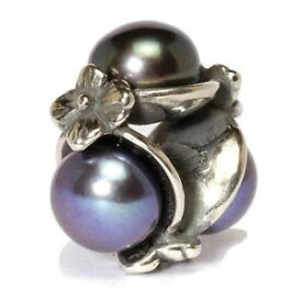 【送料無料】イタリアン　ブレスレット　トリプルシルバーブラックパールビードtrollbeads bead in argento tripla perla nera tagbe00095