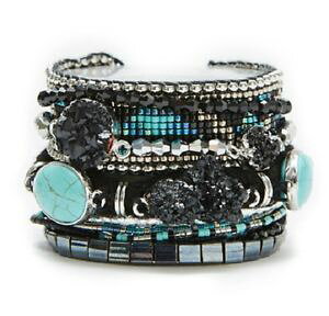 �y���������z�C�^���A���@�u���X���b�g�@�u���X���b�g�}���`�k�tbracelet bresilien multirangs *hipanema* carbone taille l 19cm neuf