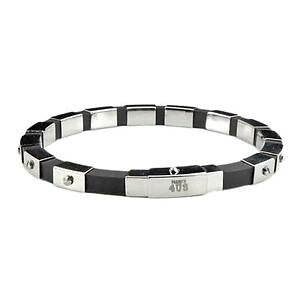 �y���������z�C�^���A���@�u���X���b�g�@�J�t�S��bracciale gomma nera uomo paciotti 4us 4ubr0097 con placche in acciaio