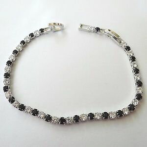 yzC^A@uXbg@ejXuXbgVo[J[zCgbracciale tennis donna colore argento zirconi bianchi neri 17,5 19,5 cm 10 r