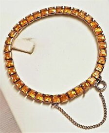 【送料無料】イタリアン　ブレスレット　ビンテージブレスレットクリスタルオリーブancien bijou vintage bracelet cristal couleur citrine mtal dor t19