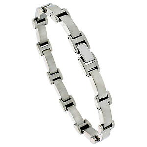 �y���������z�C�^���A���@�u���X���b�g�@�X�e�����X�X�`�[���o�[�J�t�����N�Xacciaio inox convesso barra links bracciale