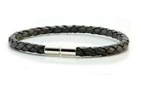 【送料無料】イタリアン　ブレスレット　ポンドブレスレットda uomodonna 5mm intrecciato braccialetto in pelleargento sterling chiusura twistgrigio