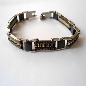 yzC^A@uXbg@XeXX`[S[huXbgbracciale uomo in acciaio inox lucido, oro e brunito 22 cm 181 h