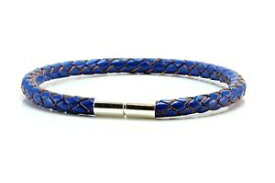 【送料無料】イタリアン　ブレスレット　ポンドブレスレットda uomodonna 5 mm intrecciato braccialetto in pelleargento sterling chiusura twistblu