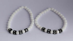 yzC^A@uXbg@p[gi[JtuXbgJX^r[YuXbg2x bracciale partner bracciale perle bracciale con nome desiderio personalizzato * bianco *