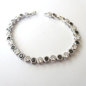 yzC^A@uXbg@ejXuXbgVo[J[zCgbracciale tennis uomo donna colore argento zirconi bianchi neri 18 20 cm 16 n