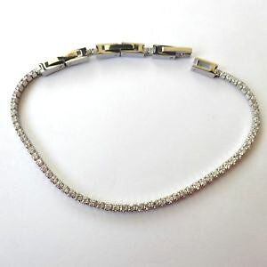 yzC^A@uXbg@ejXuXbgX`[zCgbracciale tennis uomo donna acciaio zirconi bianchi 16 18 20,5 cm 107 u