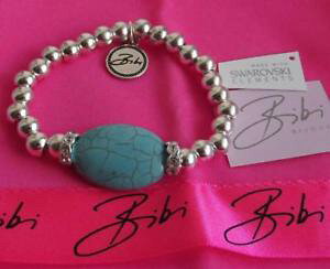 yzC^A@uXbg@rrVo[^[RCYXtXL[NX^r[YuXbgXgb`bibi bijoux argento pl turchese swarovski crystal bead braccialetto stretch qvc nuovo