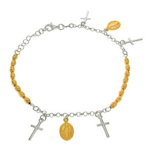 �y���������z�C�^���A���@�u���X���b�g�@�X�^�[�����O�V���o�[�y���_���g�J�tdonna argento sterling 925 bicolore religiosa ciondoli 203cm bracciale
