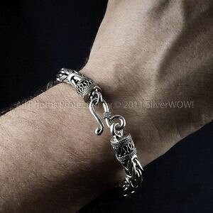 �y���������z�����Y�u���X���b�g�@�r�U���`���o���u���X���b�g8mm byzantine silver bali bracelet 8mm wide all lengths available