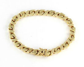 【送料無料】メンズブレスレット　ビンテージソリッドゴールドフラットリンクチェーンブレスレットgchiampesan vintage solid 9ct gold flat curb link chain bracelet ,374g