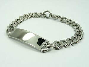 yzYuXbg@JX^ChXeXX`[`F[^OuXbg~custom made~ men stainless steel curb chain w id engravable tag bracelet