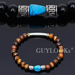yzYuXbg@^[RCYY^CK[ACIjLXXg[r[Yr[YuXbgJtturquoise charm mens tigers eye amp; onix stone beads beaded bracelet cuff guylook