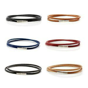 �y���������z�����Y�u���X���b�g�@�M���V�����b�v�u���X���b�ggenuine greek leather bracelet with sterling silver twist claspdouble wrapped