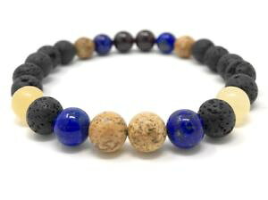 yzYuXbg@p[uXbgXg[K[lbgWXp[mens power bead bracelet gift, lava stone, lapis lazuli, garnet, jade, jasper