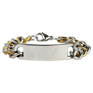 yzYuXbg@S[hVo[YXeXX`[NuXbggold amp; silver finish mens chunky curb link id bracelet in stainless steel