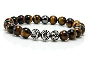 yzYuXbg@YLbcACr[YXgb`mens tigers eye beaded gemstone stretch braceletsterling silverfathers day