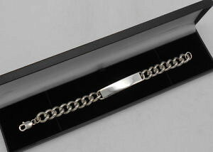 �y���������z�����Y�u���X���b�g�@�O�����A�C�f���e�B�e�B�u���X���b�g listingmens heavy 515 grams sterling silver curb identity bracelet hallmarked boxed