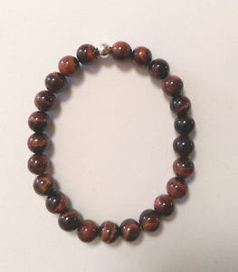 �y���������z�����Y�u���X���b�g�@�r�[�Y�u���X���b�gmens red tiger eye stone beaded bracelet