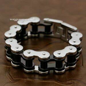 yzYuXbg@XeXX`[oCN`F[g[YoCJ[pNuXbgJt316l stainless steel motorbike chain 2 tone mens biker punk bracelet cuff 5s006b