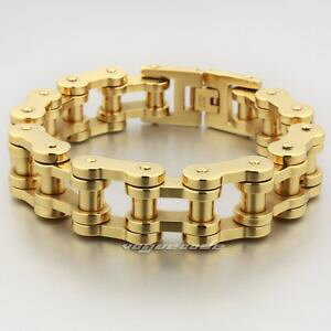 yzYuXbg@oCN`F[XeXYoCJ[uXbggolden colour motorbike chain stainless steel mens biker bracelet 5q004c 90