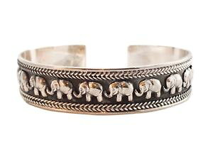 �y���������z�����Y�u���X���b�g�@�S�[�W���X�X�^�[�����O�V���o�[�J�t�G���t�@���g�u���X���b�ggorgeous tribal artisan sterling silver 925 open cuff elephant jewelry bracelet