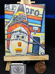 yz͌^ԁ@X|[cJ[@ACgZieasleLoXayrton senna miniature hand painted on canvas with easle