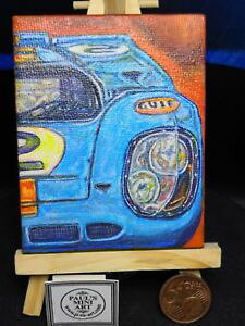 yz͌^ԁ@X|[cJ[@Kt|VF~j`ALoXgulf porsche 917 miniature painting hand painted on canvas with easle