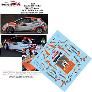 【送料無料】模型車 スポーツカー デカールプジョーモンテカルロラリーdecals 143 ref 1589 peugeot 208 r2 cr 2018 monte carlo rally wrc