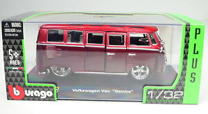 yz͌^ԁ@X|[cJ[@tHNX[QtHNX[QoX`[jOToXP[volkswagen vw bus t1 samba tuned red 132 scale by bburago