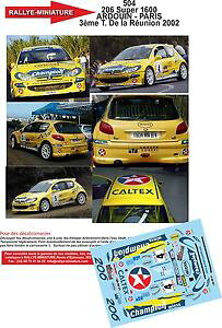 yz͌^ԁ@X|[cJ[@fJ[vW[cA[[[decals 132 ref 504 peugeot 206 s1600 ardouin tour reunion 2002 rallye rally