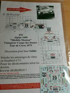 �y���������z�͌^�ԁ@�X�|�[�c�J�[�@�f�B�[�L����124616renault a110 rallyede1975decals 124 ref 616 alpine renault a110 rallye sheep tour de corse 1975 rally