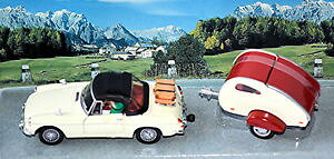 yz͌^ԁ@X|[cJ[@[hX^[g[[zCgmg b roadster mki with trailer 196267 white 143 schuco