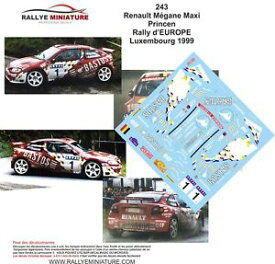 【送料無料】模型車　スポーツカー　デカールルノーメガーヌマキルクセンブルクラリーラリーdecals 118 ref 243 renault megane maxi rally princen luxembourg 1999 rally
