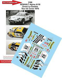 yz͌^ԁ@X|[cJ[@fJ[ApCm[c[hRX[[decals 118 ref 1106 alpine renault a110 gross tour de corse 1976 rally rally